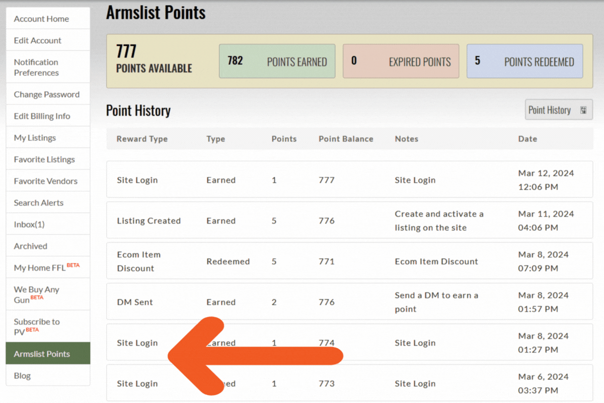ARMSLIST How to Use Armslist Points(02)